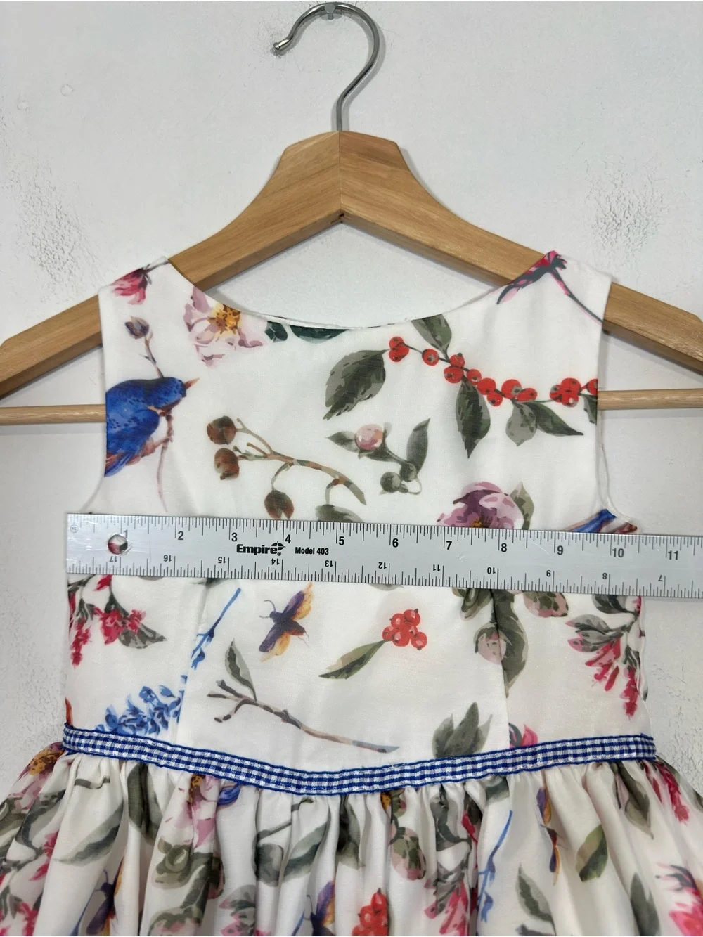 Special Occasion Girls Floral Bird Fit & Flare Dress Size 4 Cute Easter Church
